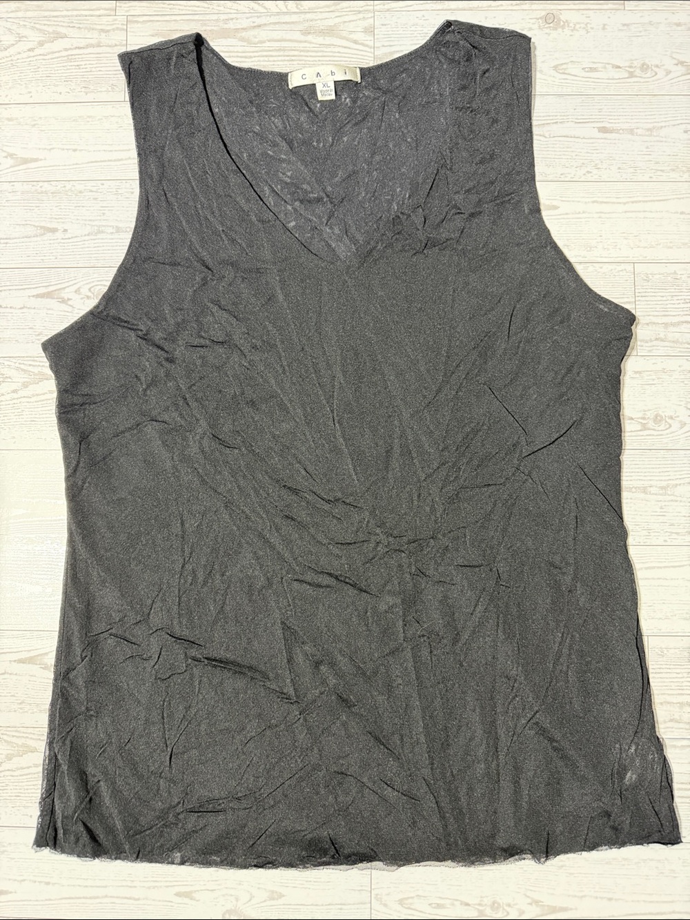 CAbi Black V-Neck Sheer Tank Top